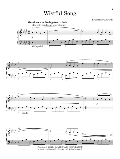 Wistful Song - Matthew Edwards, Hal Leonard Student Piano Library (Educational Piano)