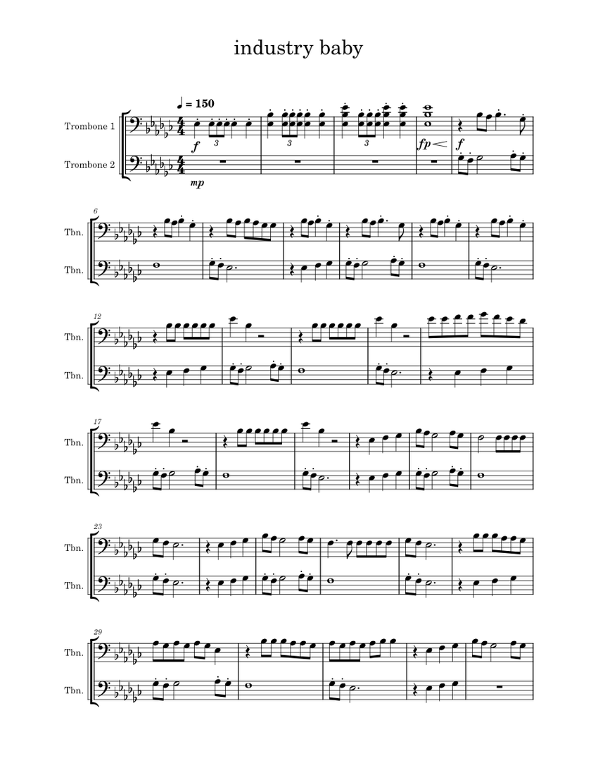 Industry Baby Sheet music for Trombone (Brass Duet)