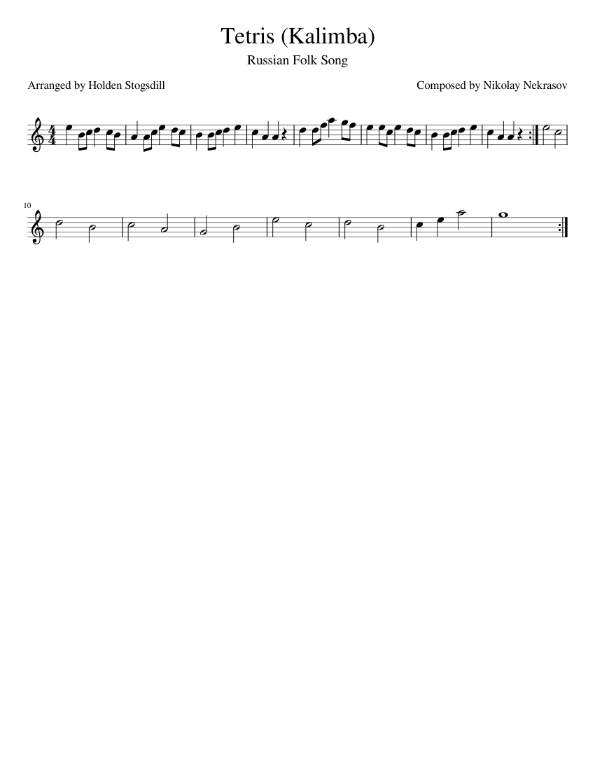 Tetris Kalimba Sheet music for Kalimba Solo Musescore