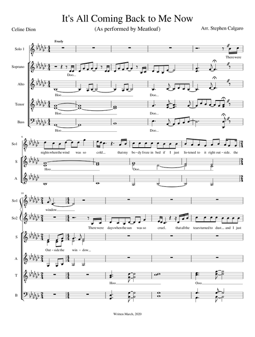 It's All Coming Back to Me Now - Meatloaf (SATB A Cappella Choir)