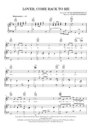 Lover, Come Back To Me (Lead sheet with lyrics ) Sheet Music with