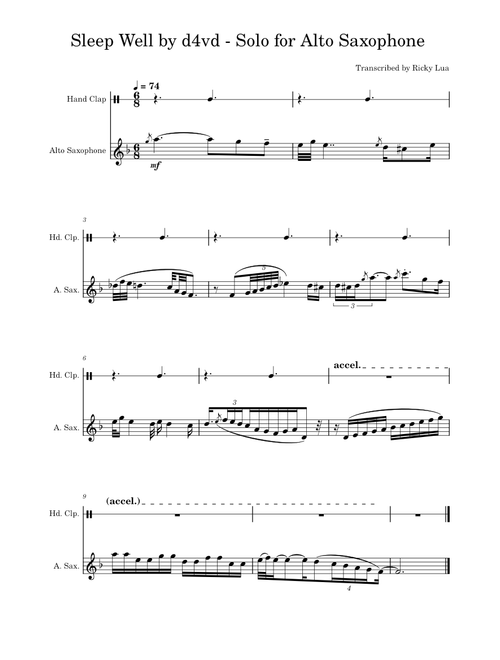 Sleep Well – d4vd, Saxophone solo