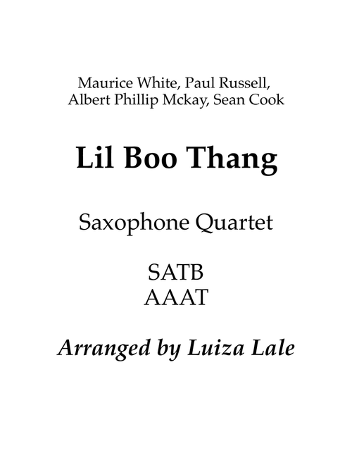 Lil Boo Thang (Arr. Luiza Lale) - Maurice White, Sean Cook, Paul Russell (Woodwind Ensemble)