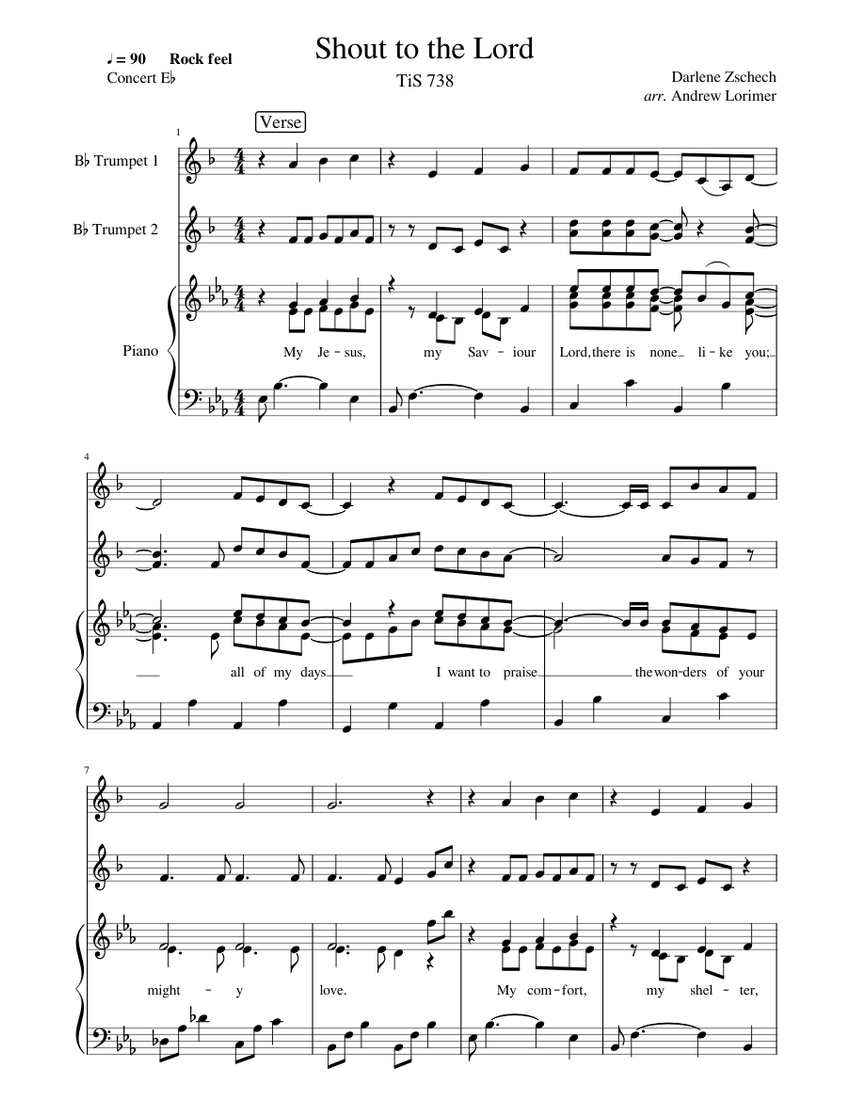 Shout to the Lord (TiS 738) Sheet Music for Piano, Trumpet