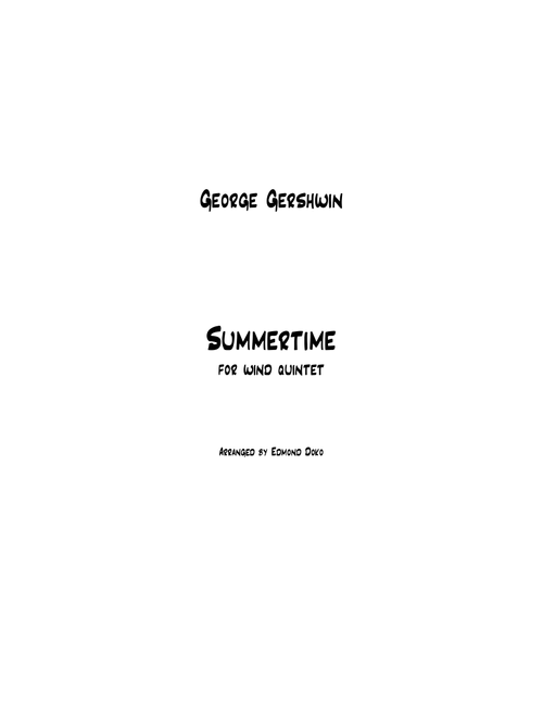 Summertime for Wind Quintet (Score and parts) (Arr. Edmond Doko) (Woodwind Ensemble)