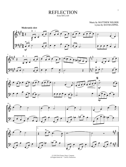 Reflection (from Mulan) (arr. Michelle Hynson) - Christina Aguilera (Instrumental Duet)