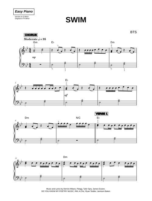 SWIM - BTS (Easy Piano)