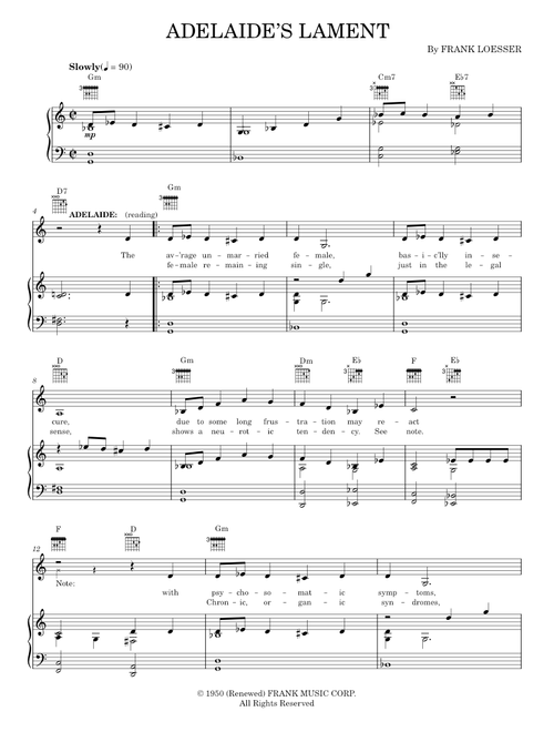 Adelaide's Lament (from Guys And Dolls) - Frank Loesser, Guys And Dolls Musical (Piano-Vocal-Guitar)