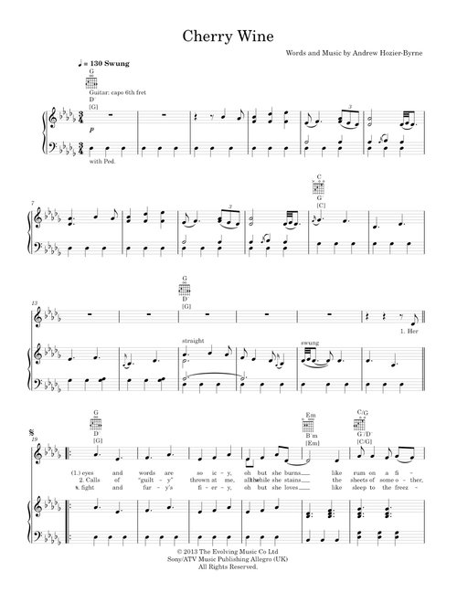 Cherry wine - Hozier (Piano-Voice-Guitar)