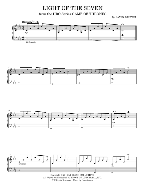 Light Of The Seven (from Game of Thrones) - Game Of Thrones TV Series, Ramin Djawadi (Piano Solo)