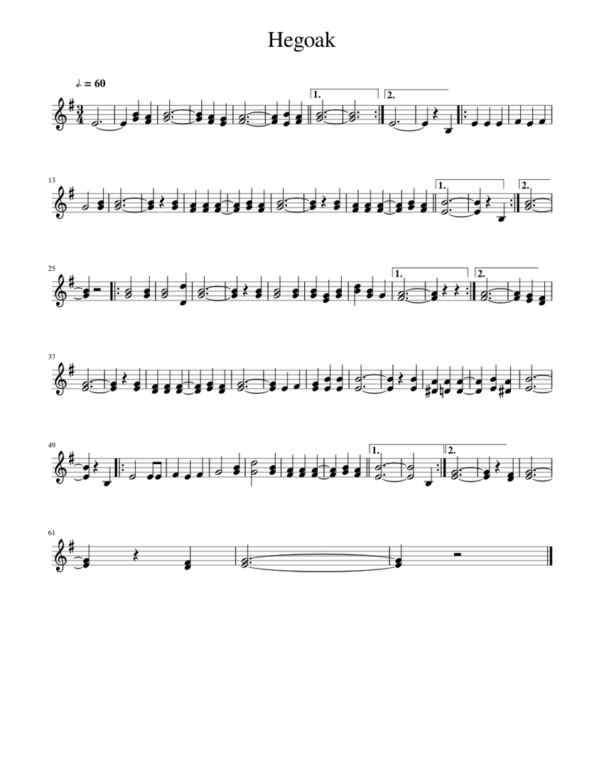 Hegoak Sheet music for Piano (Solo)