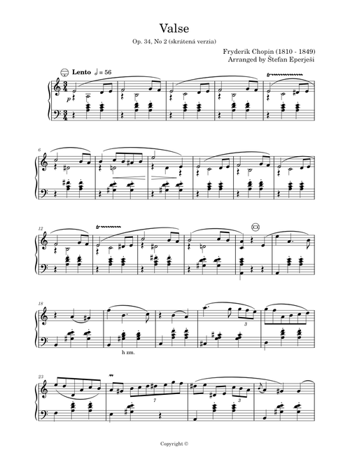 VALSE LENTE en La mineur Op.34 No.2 – Frédéric Chopin Frédéric Chopin-Valse Op. 34 No 2