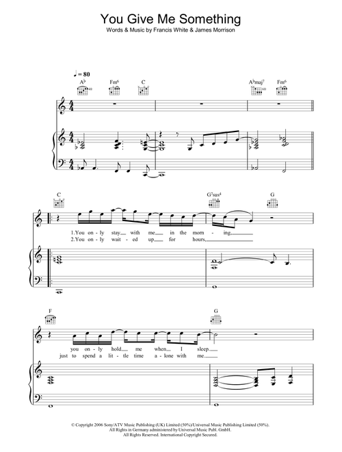 You Give Me Something - James Morrison (Piano-Vocal-Guitar (Piano Accompaniment))