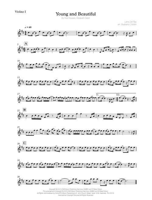 Young And Beautiful (Arr. Budeanu Cristian) - Lana Del Ray (String Quartet)