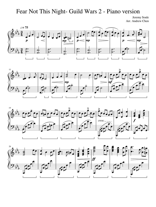 Fear Not This Night Guild Wars 2 Piano version