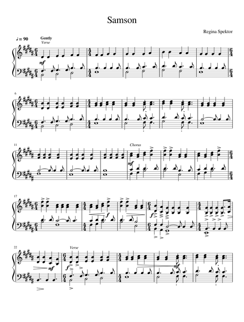 Samson by Regina Spektor (Piano)