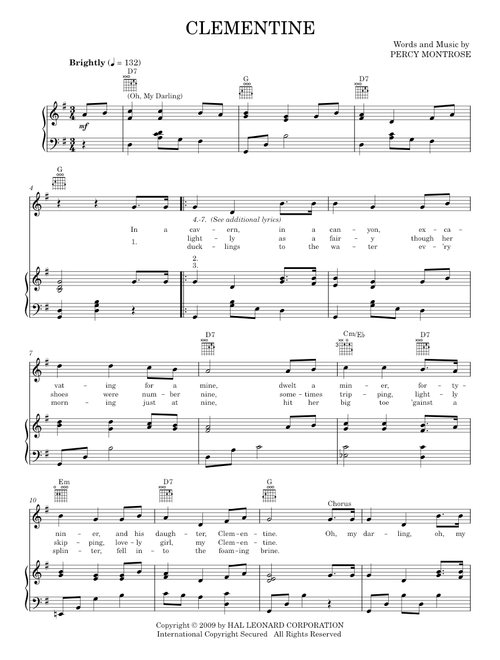 (Oh, My Darling) Clementine - Percy Montrose (Piano-Vocal-Guitar)