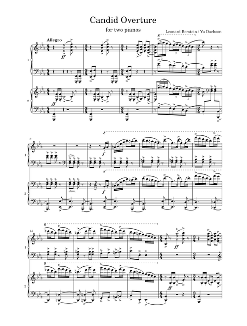 Overture to Candide, rearranged for two pianos