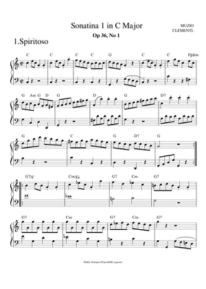 Clementi - Piano Sonatina No. 1 in C Major, Op. 36 Sheet Music for ...