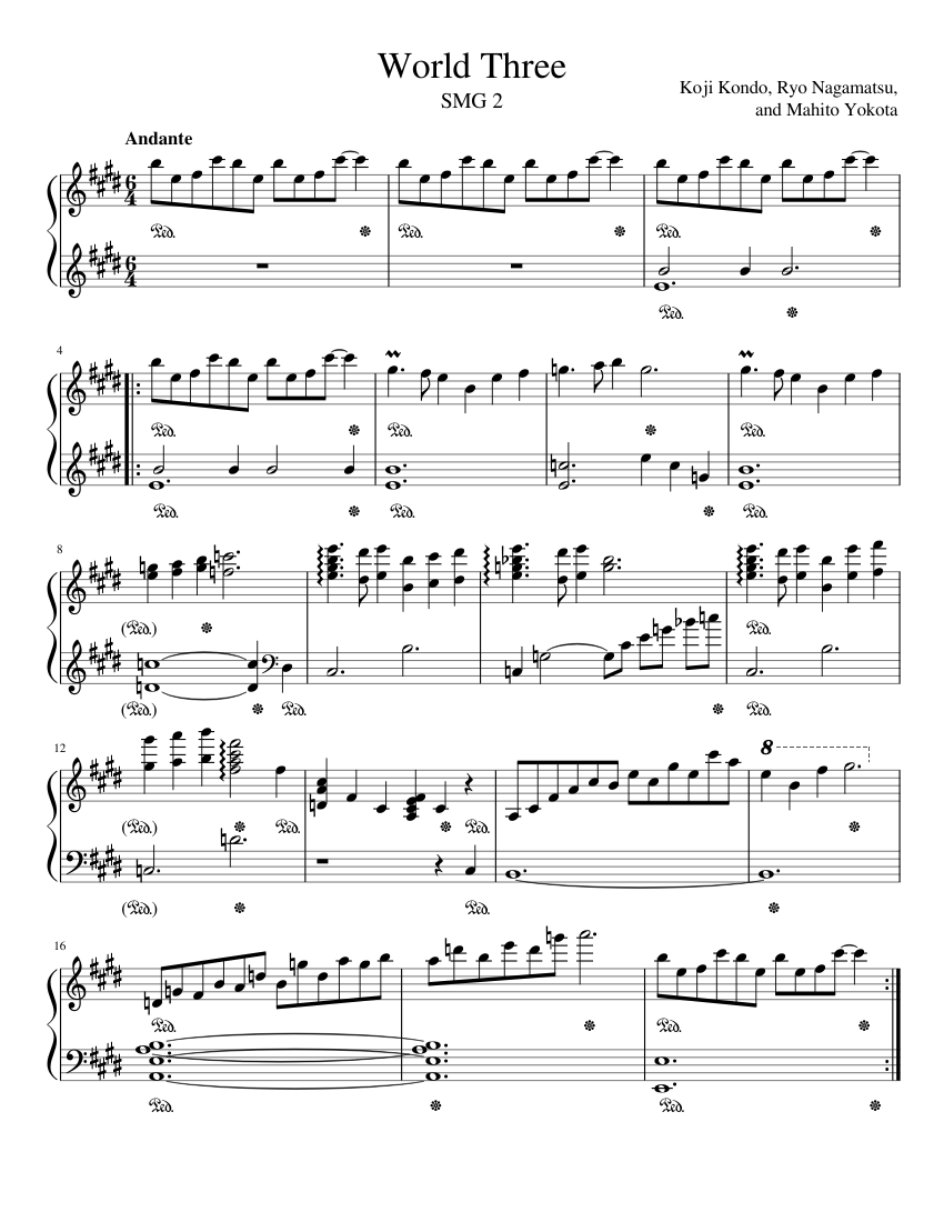 Super Mario Galaxy 2 - World Three Sheet Music for Piano (Solo