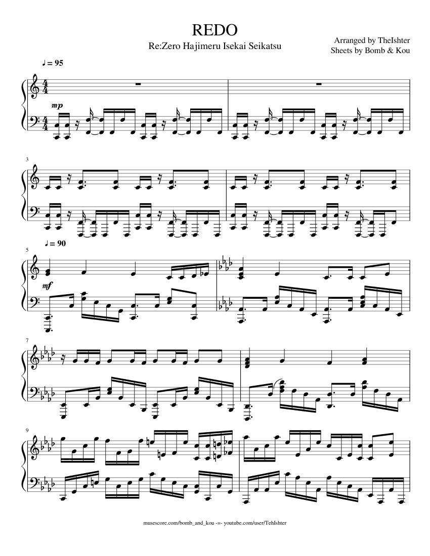 | Re:Zero Hajimeru Isekai Seikatsu OP | TheIshter Full Sheet for Piano (Solo) | Musescore.com