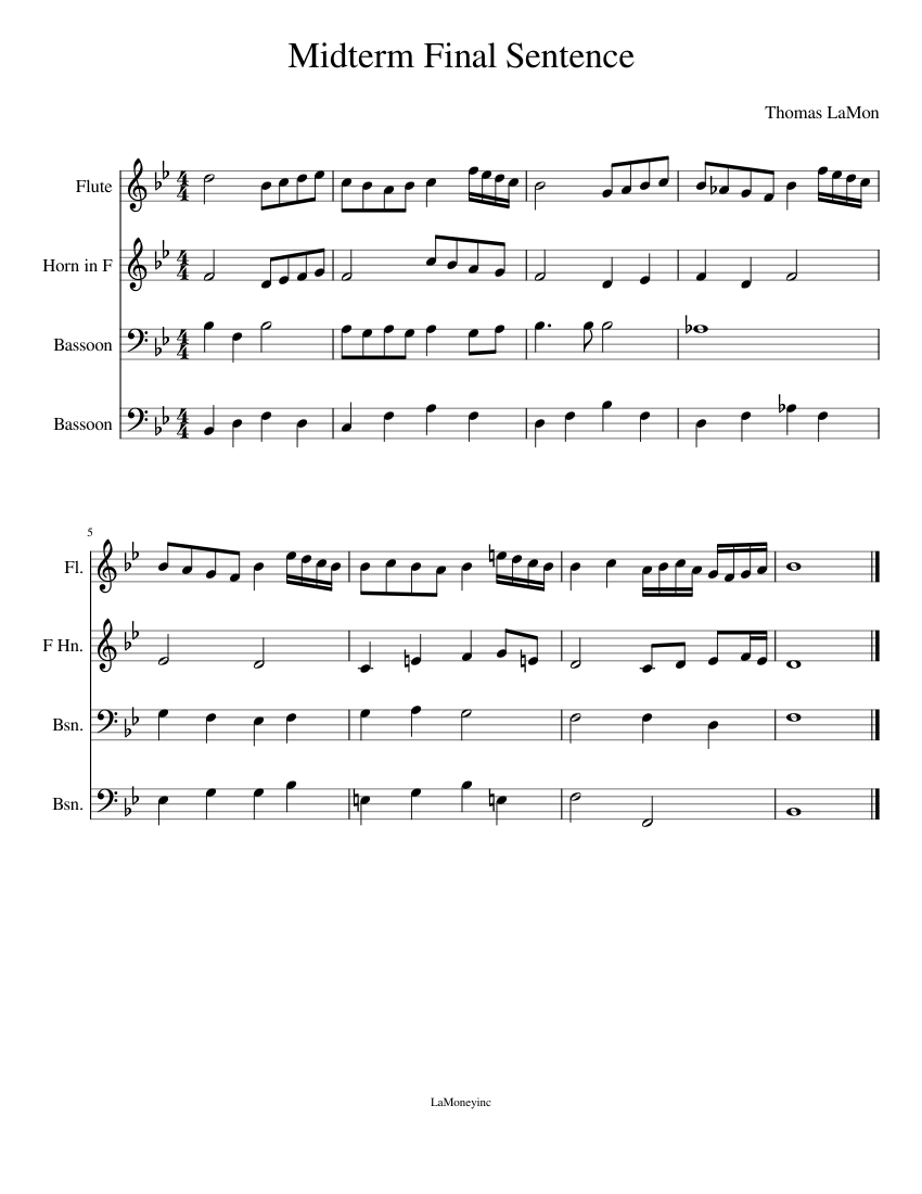Midterm_Final_Sentence Sheet music for Flute, Bassoon, French horn