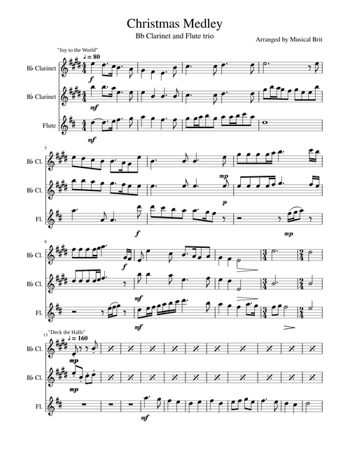 Christmas Medley (For 2 Bb Clarinets and a Flute)