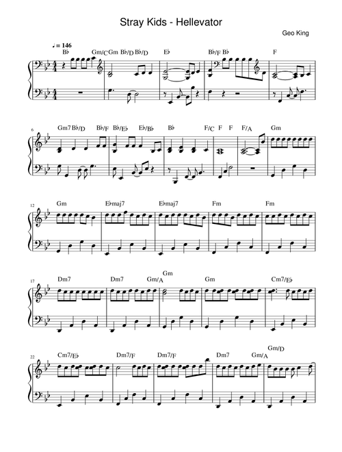 Hellevator (Arr. Gregory King) - Stray Kids (Easy Piano)