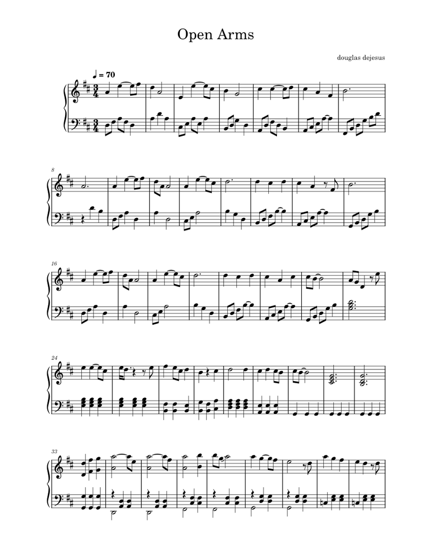 Open Arms Sheet music for Piano (Solo)
