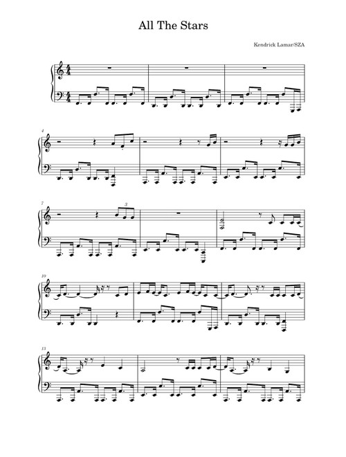 All The Stars (Arr. Kendrick Lamar and SZA) (Piano Solo)