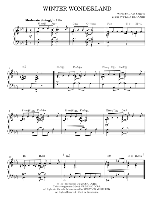 Winter Wonderland [Jazz version] (arr. Brent Edstrom) - Felix Bernard (Piano Solo)