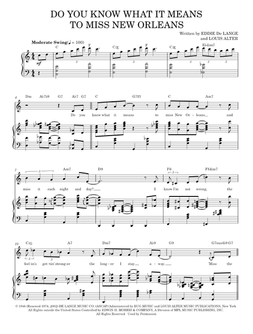 Do you know what it means to miss new orleans - Louis Armstrong (Piano Vocal)