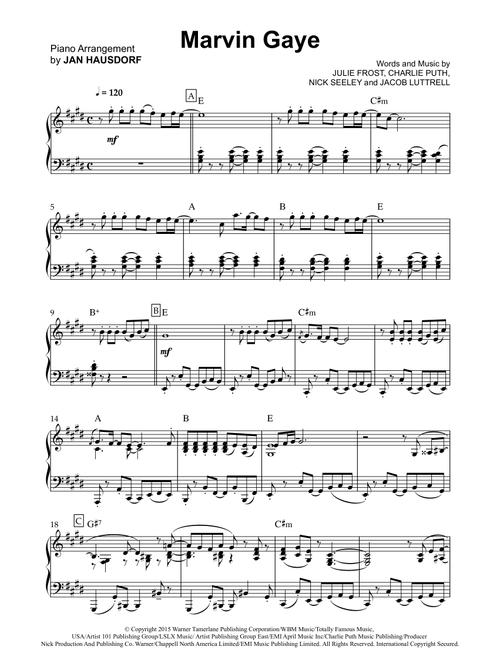 Marvin Gaye (Arr. Jan Hausdorf) - Charlie Puth (Piano Solo)