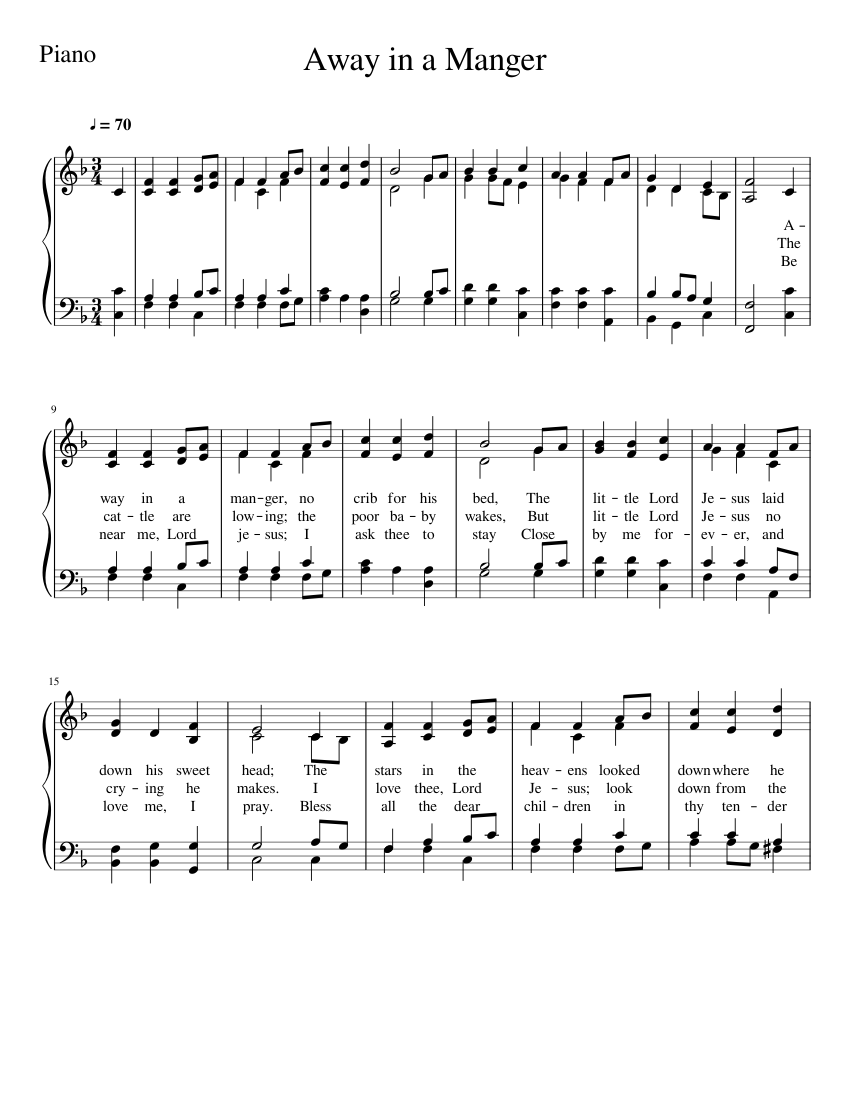 Free Printable Away In A Manger Sheet Music Free Printable Away In A Manger Sheet Music