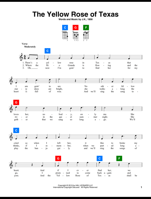 The Yellow Rose Of Texas - J.K., 1858 (ChordBuddy Uke)