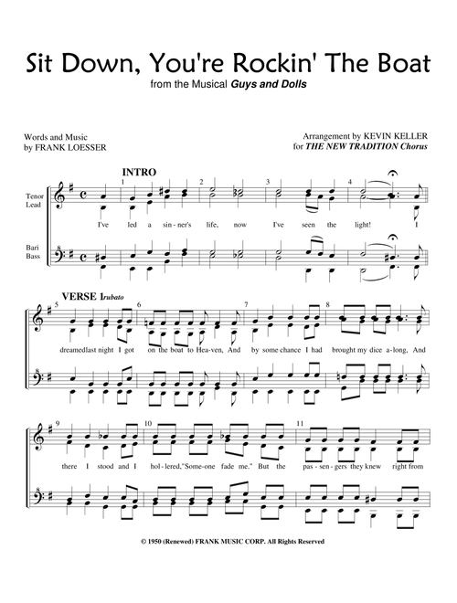 Sit Down You're Rockin' The Boat (Arr. Kevin Keller) - Frank Loesser (Choral, SSAA)