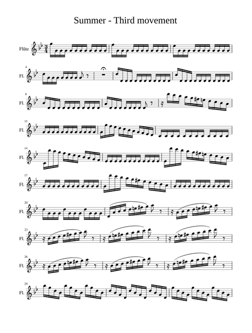 The four seasons - summer  arrangement for flute solo