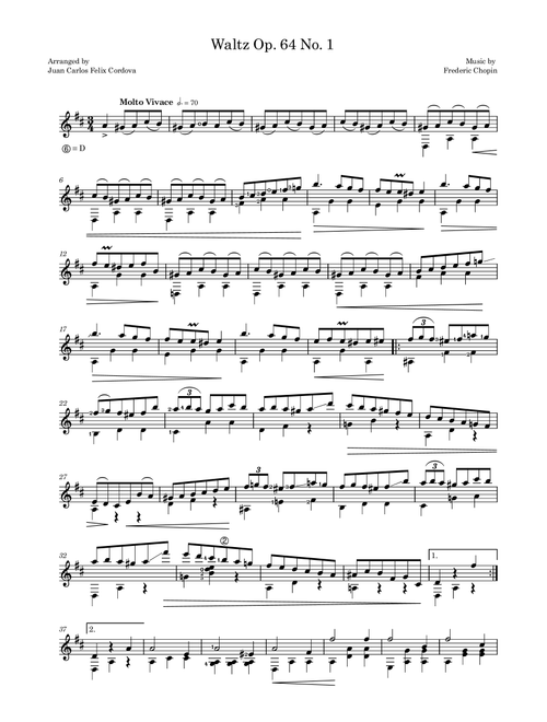 Waltzes Op. 64 (Arr. Juan Carlos Felix Cordova) - Frederic Chopin (Solo Guitar)