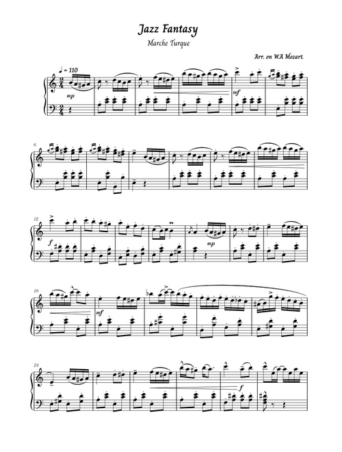 Jazz Fantasy Marche Turque on W.A. Mozart