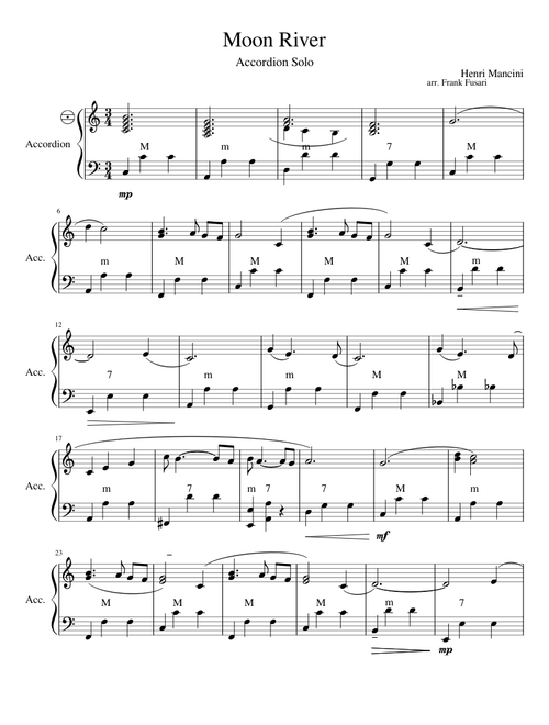 Moon River Accordion Solo