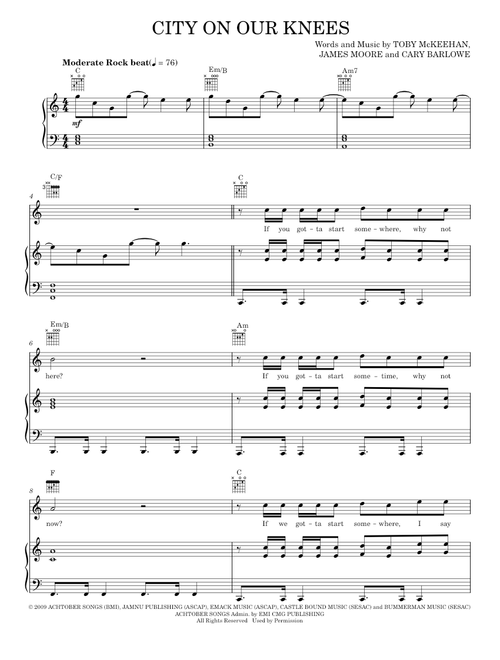 City On Our Knees - tobyMac (Piano-Vocal-Guitar)