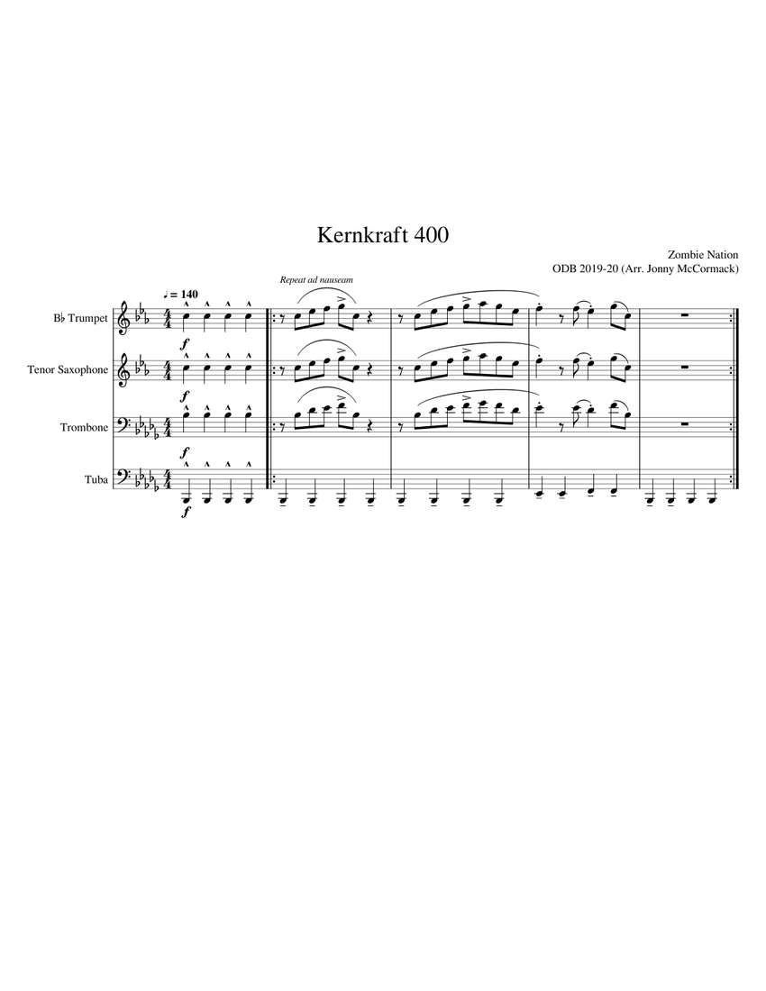 Kernkraft 400 Sheet Music for Trombone, Tuba, Saxophone tenor