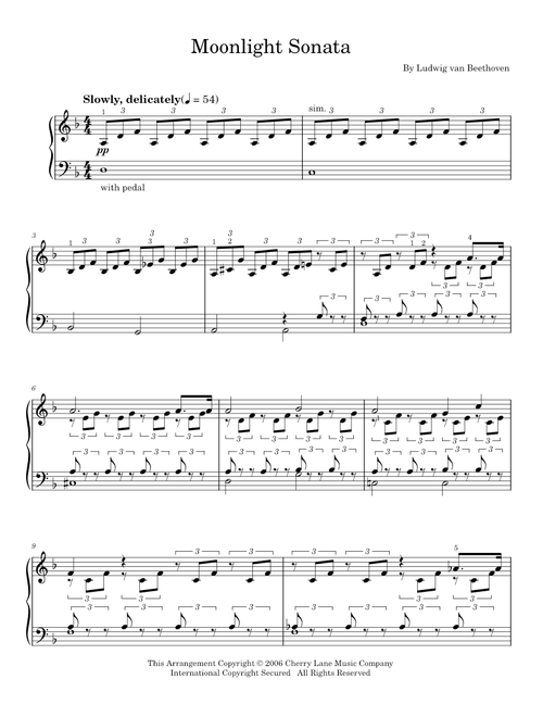 Moonlight Sonata - Ludwig van Beethoven (Easy Piano)