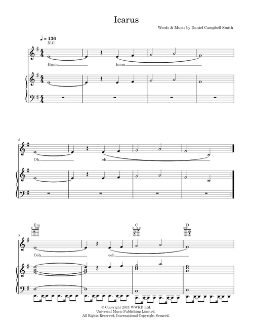 Icarus - Bastille (Piano-Vocal-Guitar (Piano Accompaniment))