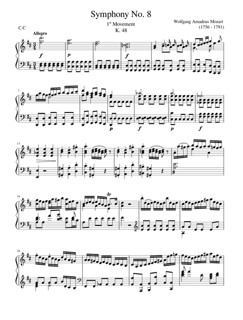 Symphony no. 8 K 48 1st Movement – Wolfgang Amadeus Mozart