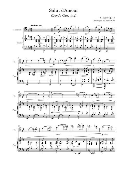 Salut d'Amour (Love's Greeting)|Cello & Piano