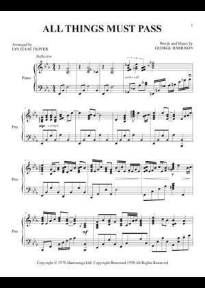 All Things Must Pass – George Harrison Sheet Music and Tab