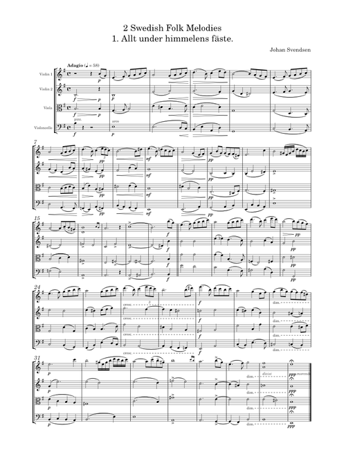 Svendsen, Johan. 2 Swedish Folk-Melodies Op.27. arr. String