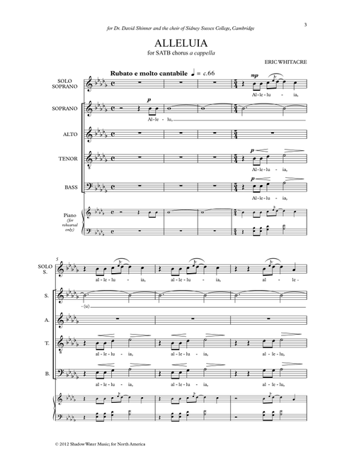 Alleluia - Eric Whitacre (Choral, SATB)