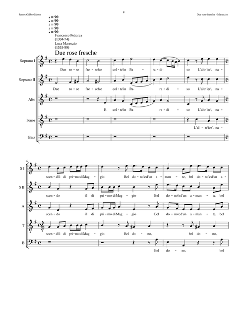 Due rose fresche - Non vede un simil par - Luca Marenzio